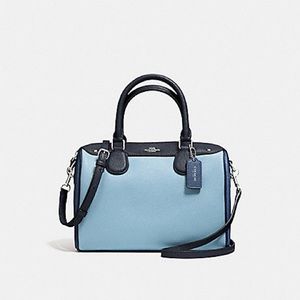 Mini Bennett Satchel in Silver/Midnight Blue
